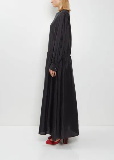 Lemaire Button Silk A-line Dress In Black