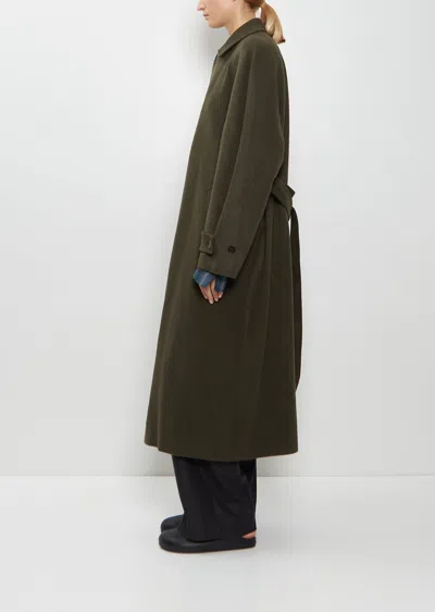 Auralee Camel Flannel Oversized Coat In Green