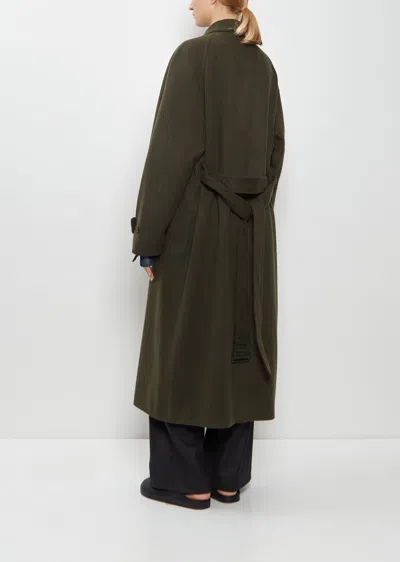 Auralee Camel Flannel Oversized Coat In Green