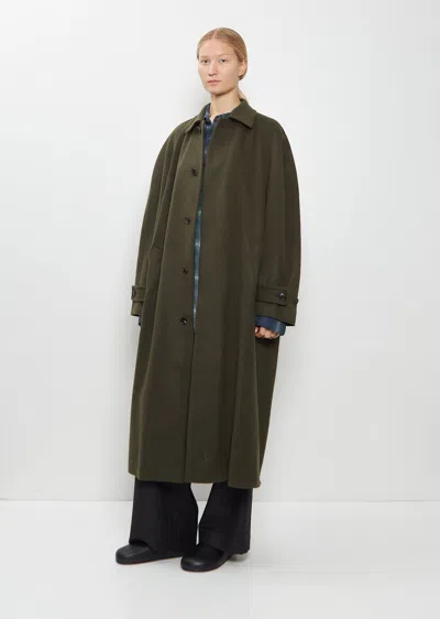 Auralee Camel Flannel Oversized Coat In Green