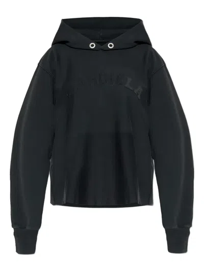 Maison Margiela Logo Cotton Hoodie In Black