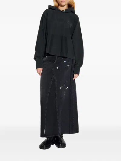 Maison Margiela Logo Cotton Hoodie In Black