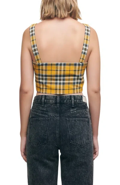 Maje Loris Plaid Crop Top In Yellow
