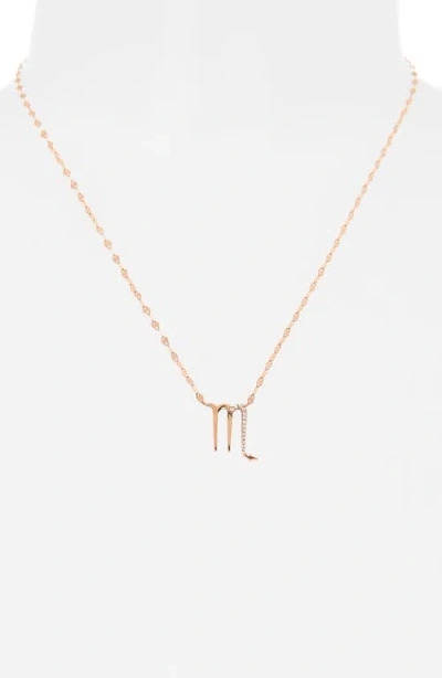 Lana 14k Rose Gold Diamond Zodiac Scorpio Pendant Necklace In Gold