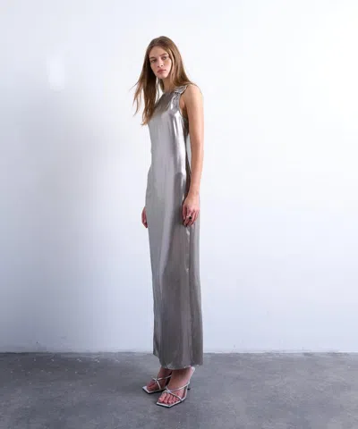 Topshop Metallic Hardware Maxi Dress In Gray