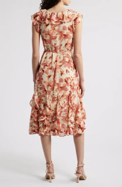 Chelsea28 Floral Print Ruffle Midi Dress In Neutral
