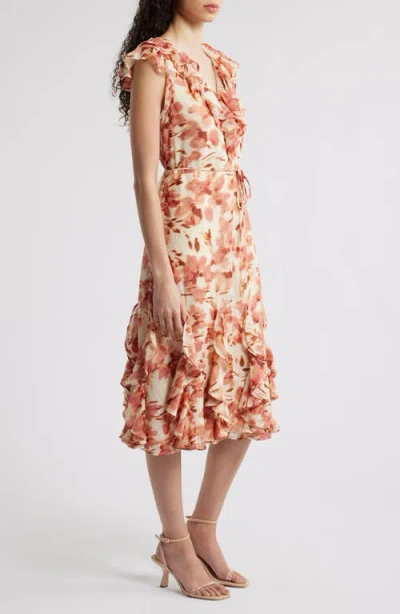 Chelsea28 Floral Print Ruffle Midi Dress In Neutral