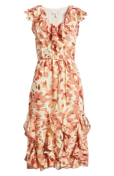 Chelsea28 Floral Print Ruffle Midi Dress In Neutral