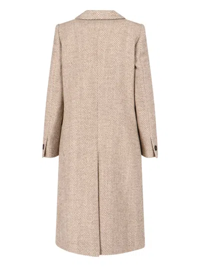 Tagliatore Tailored Beige Coat With Lapel Collar And Button Closures In Neutral