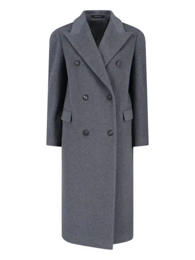 Tagliatore Tailored Grey Coat With Timeless Design In Gray