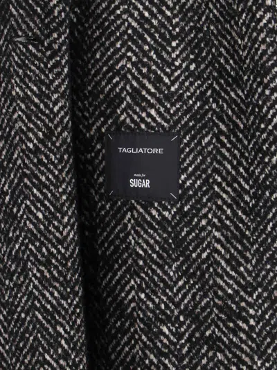 Tagliatore Tailored Black Jacket With Classic Collar And Sophisticated Silhouette In Blue