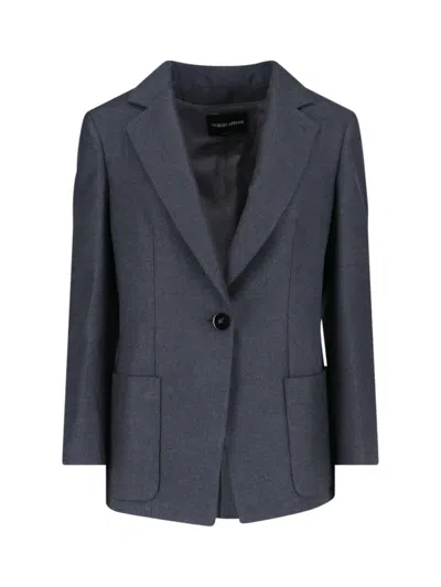 Giorgio Armani Sleek Modern Grey Jacket With Structured Silhouette In Blue