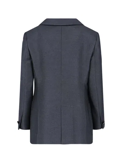 Giorgio Armani Sleek Modern Grey Jacket With Structured Silhouette In Blue