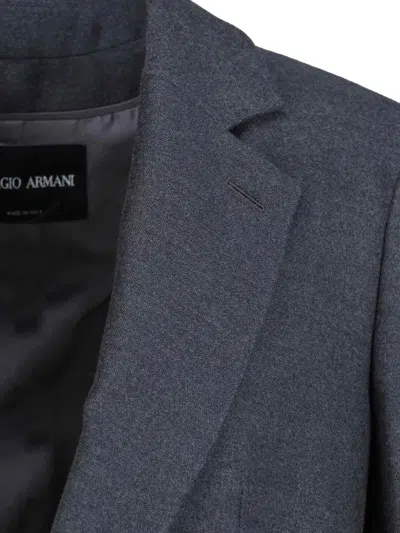 Giorgio Armani Sleek Modern Grey Jacket With Structured Silhouette In Blue