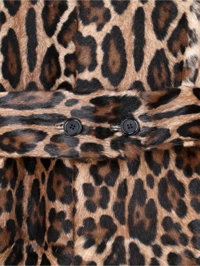 Dolce & Gabbana Double-breasted Goat Leather Coat In Multi