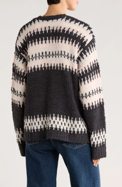 Bobeau Fair Isle Popcorn Stitch Cardigan In Black