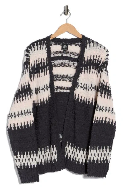 Bobeau Fair Isle Popcorn Stitch Cardigan In Black