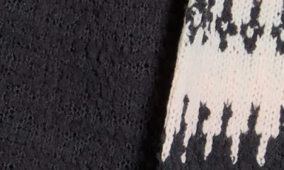 Bobeau Fair Isle Popcorn Stitch Cardigan In Black