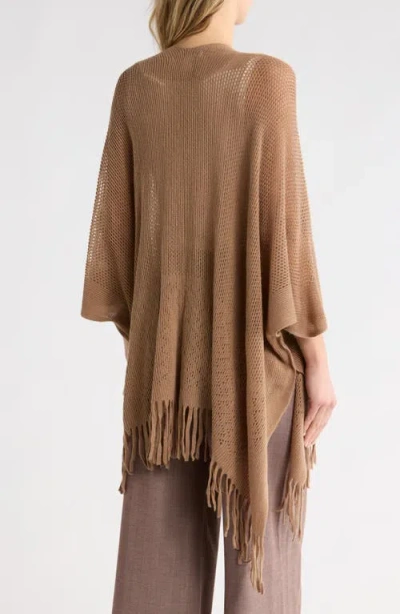 Nine West Raschel Knit Ruana In Brown