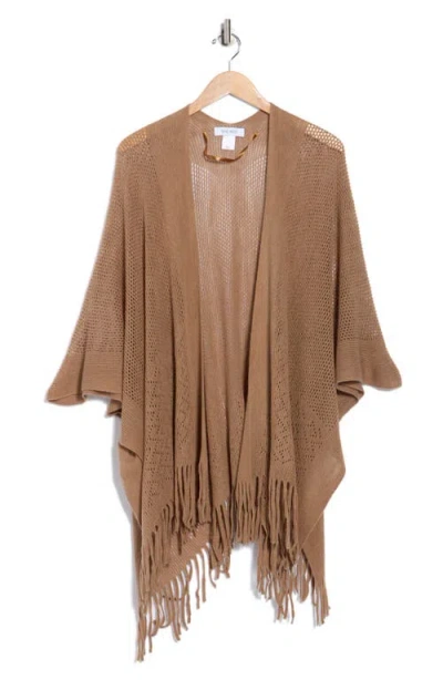 Nine West Raschel Knit Ruana In Brown