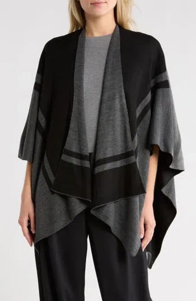 Nordstrom Rack Border Print Transitional Ruana In Black