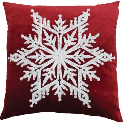 Studiochic Snow Flake Decorative Throw Pillow In Red
