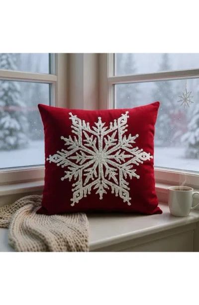 Studiochic Snow Flake Decorative Throw Pillow In Red