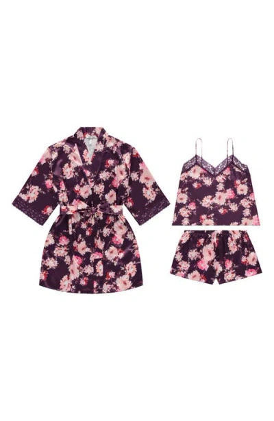 Flora Nikrooz Sabrina 3-piece Travel Pajama Set In Purple