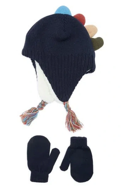 Capelli New York Kids' Dino Hat & Mittens Set In Black