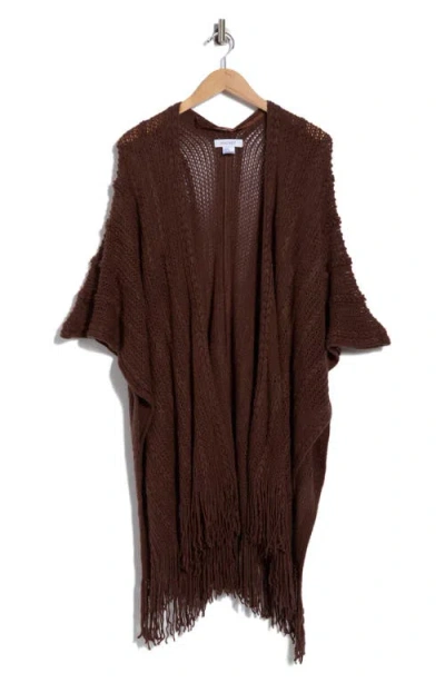 Nine West Braided Raschel Knit Ruana In Brown