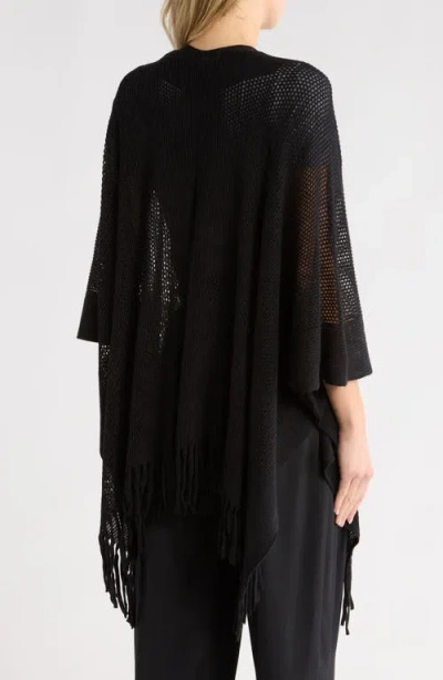 Nine West Raschel Knit Ruana In Black