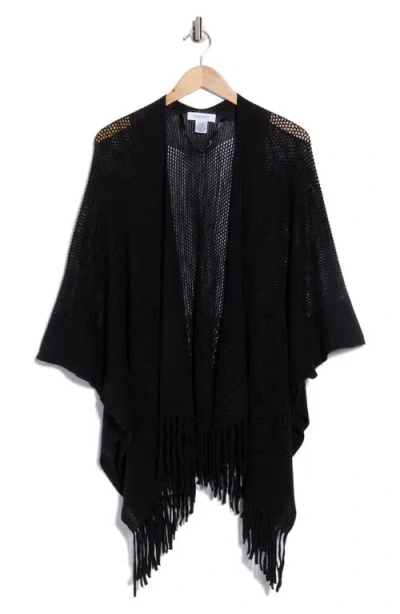 Nine West Raschel Knit Ruana In Black
