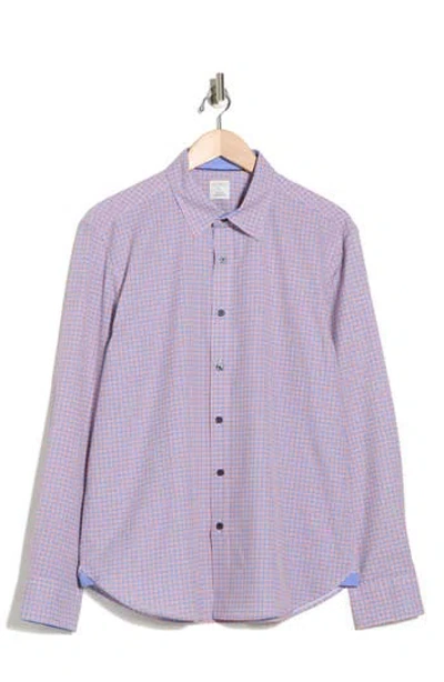 Construct Slim Fit Geometric Cross 4-way Stretch Performance Button-up Shirt In Purple