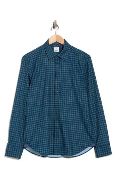 Construct Slim Fit Plaid 4-way Stretch Button-up Shirt In Blue