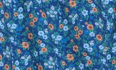 Construct Slim Fit Floral Print 4-way Stretch Button-up Shirt In Blue