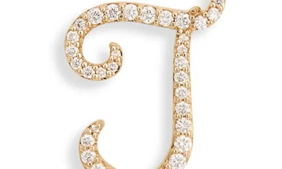 Lana 14k Gold Diamond Cursive Initial Stud Earring In Gold