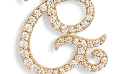 Lana 14k Gold Diamond Cursive Initial Stud Earring In Gold