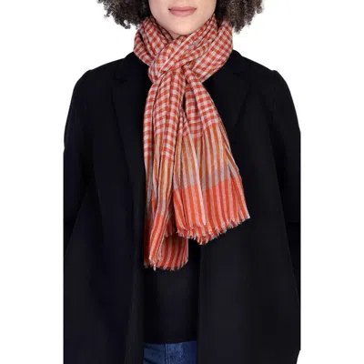 Vismaya Woven Wool Fringe Scarf In Orange