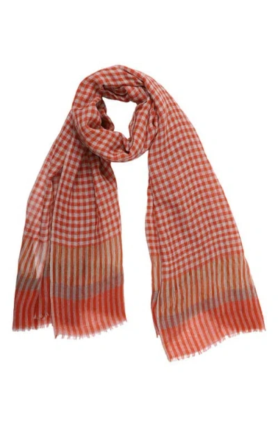 Vismaya Woven Wool Fringe Scarf In Orange