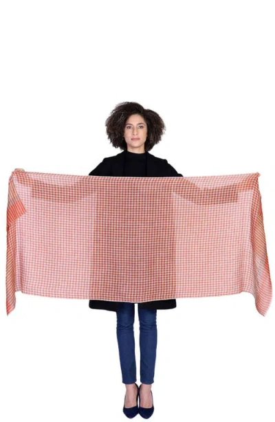 Vismaya Woven Wool Fringe Scarf In Orange