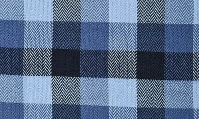 David Donahue Herringbone Check Sport Shirt In Blue