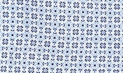 David Donahue Geometric Print Cotton Sport Shirt In Blue