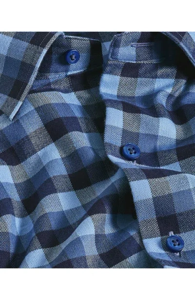 David Donahue Herringbone Check Sport Shirt In Blue
