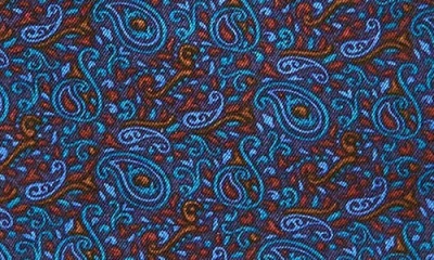David Donahue Paisley Print Cotton Sport Shirt In Blue