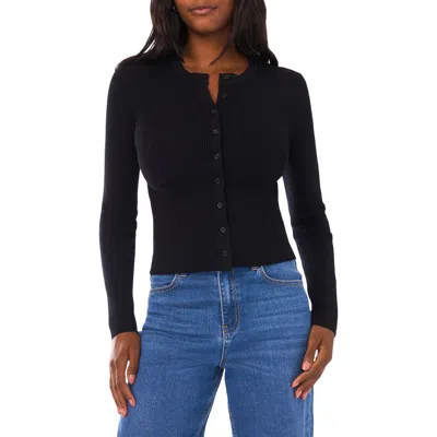 1.state Ribbed Cardigan In Black