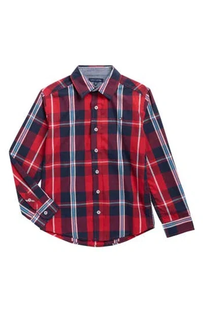 Tommy Hilfiger Kids' Exploded Plaid Button-up Shirt In Red