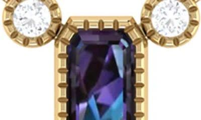 Luvmyjewelry La Vie Emerald Cut Alexandrite & Diamond Pendant Necklace In Gold