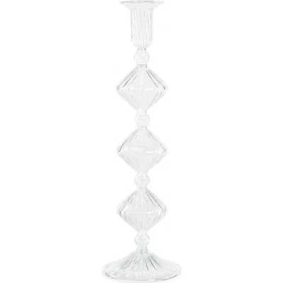 Zodax Zyrandol Set Of 2 Glass Taper Candleholders In Transparent