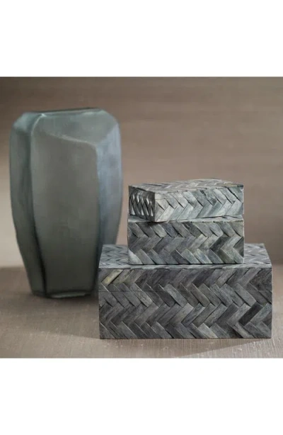 Zodax Bengkulu Herringbone Bone Decorative Box In Gray