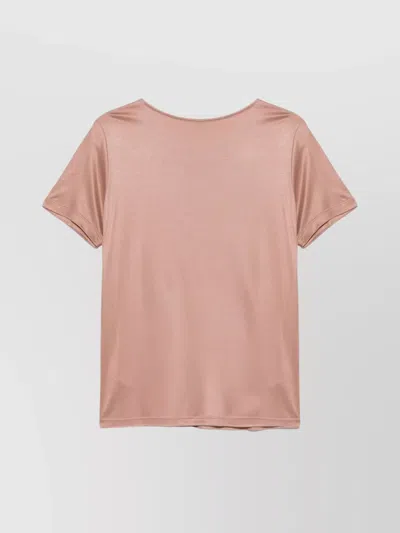 Fay Short Sleeve Crew Neck Polo Shirt Design In Pink